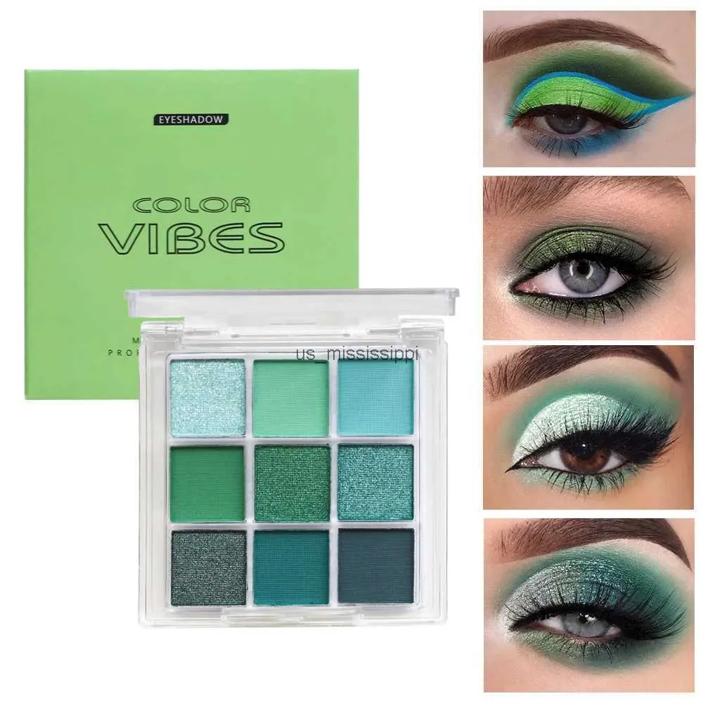 Sombra de olho 9 cores glitter paleta de sombra abacate verde shimmer perolado fosco colorido sombras paleta impermeável olho make upl2403