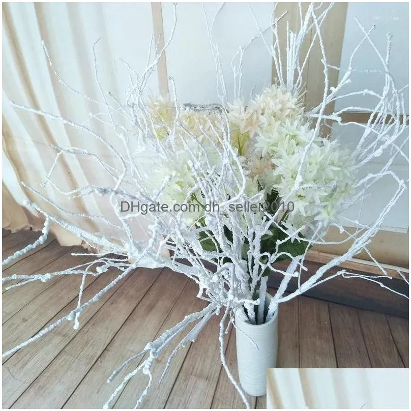 Flores decorativas Grinaldas Plantas Artificiais Grandes Ramos Verdes Brancos Coral Home Jardim Decore Drop Delivery Festivo Party Supplies Dhfuk