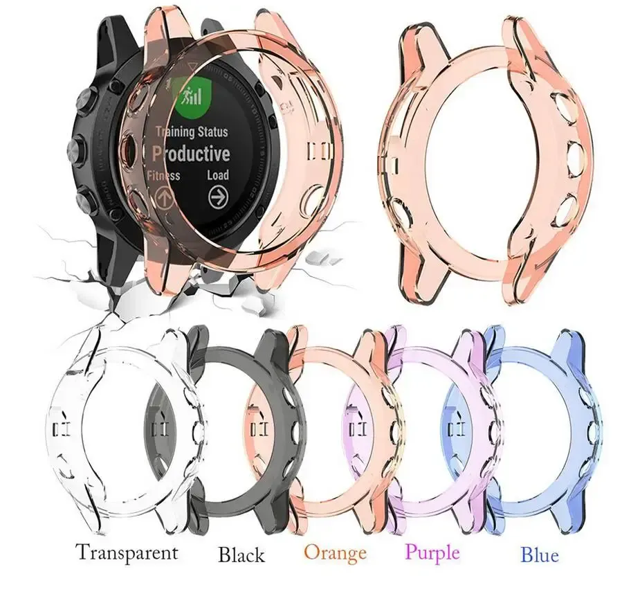 Étuis pour Garmin Fenix 6 6s 6x Pro TPU housse de boîtier de montre Bracelet intelligent cadre de protection coque de remplacement antichoc étuis de montre transparents