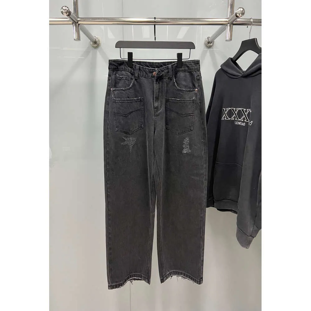B Family 2023 Nuovi jeans ecologici in denim minimalista per pantaloni casual larghi unisex sportivi da uomo e da donna