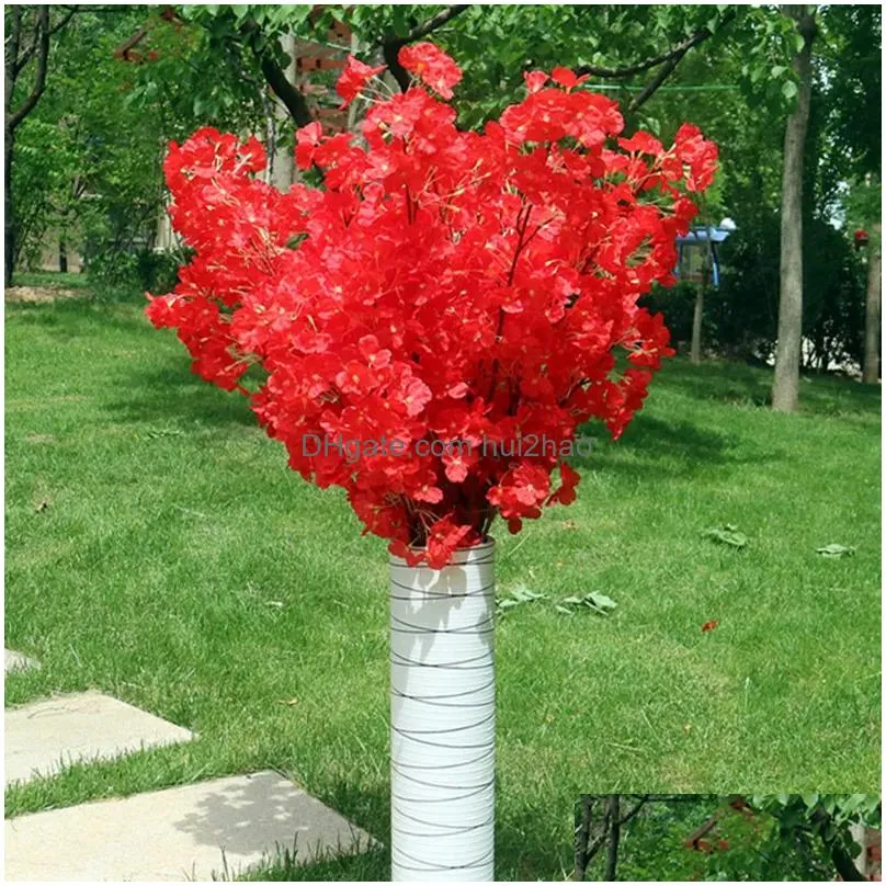 Couronnes de fleurs décoratives 120 têtes verticales en soie artificielle fleur de cerisier cadeau de Saint Valentin décoration de mariage arbres fausse fleur B Otfei