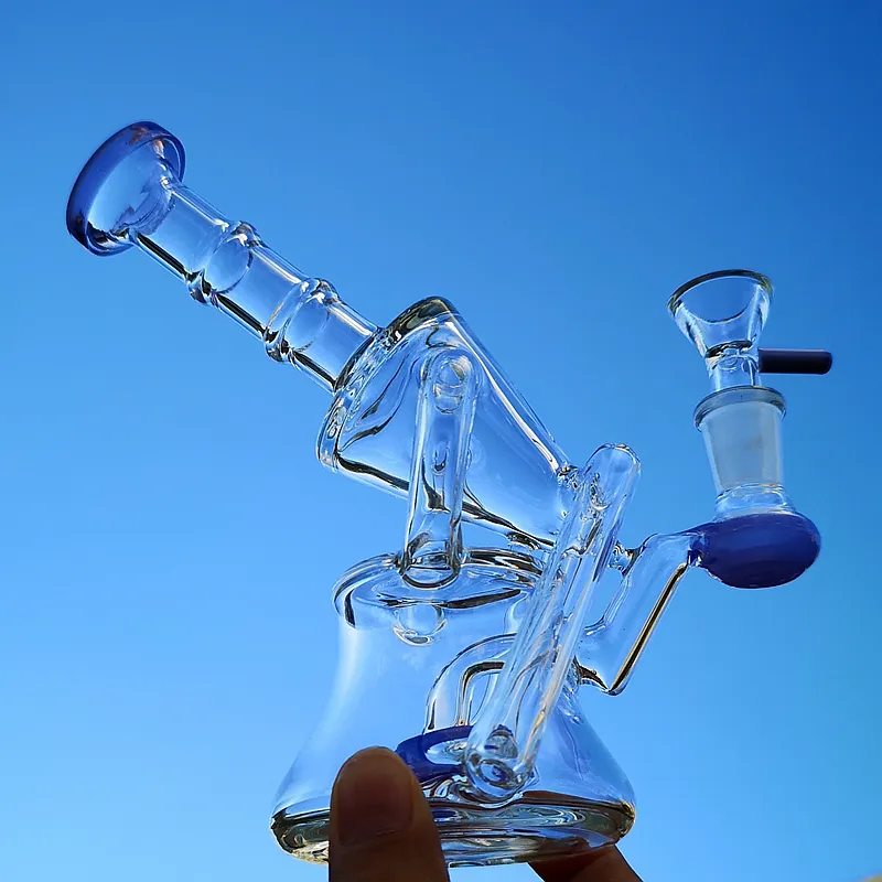 Heady Glass Bong Showerhead Perc Recycler Dab Oil Rig Colorful Sidecar Water Pipes 7インチのフッカーXL-1972