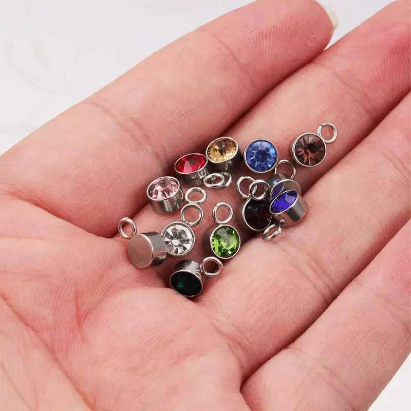 6x9mm Birthstone Crystal Floating Charms Rhinestone Stainless Steel Charms for DIY Earrings/Necklace/Bracelets Making Handmade Crafts Jewelry Findings