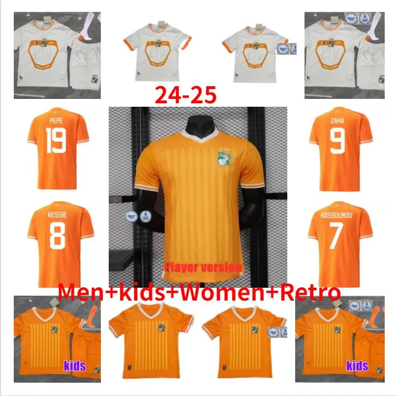 4xl 24 25 Spelare fans 3 stjärnor tre fotboll tröja cote d ivoire landslag hem bort elfenben kusten drogba kessie maillots de fotboll män uniformer afrikansk cup barn set