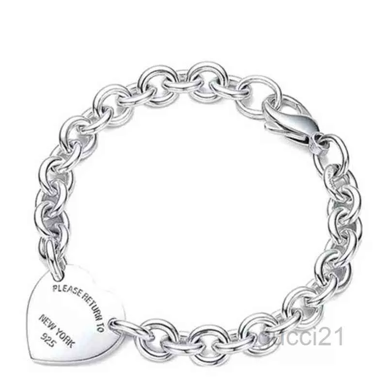 Bracciale per donna Argento sterling 925 Ciondolo a forma di cuore Catena a forma di O di alta qualità Gioielli di marca di lusso Regalo fidanzata Co G220510 03LF 1 C5DP