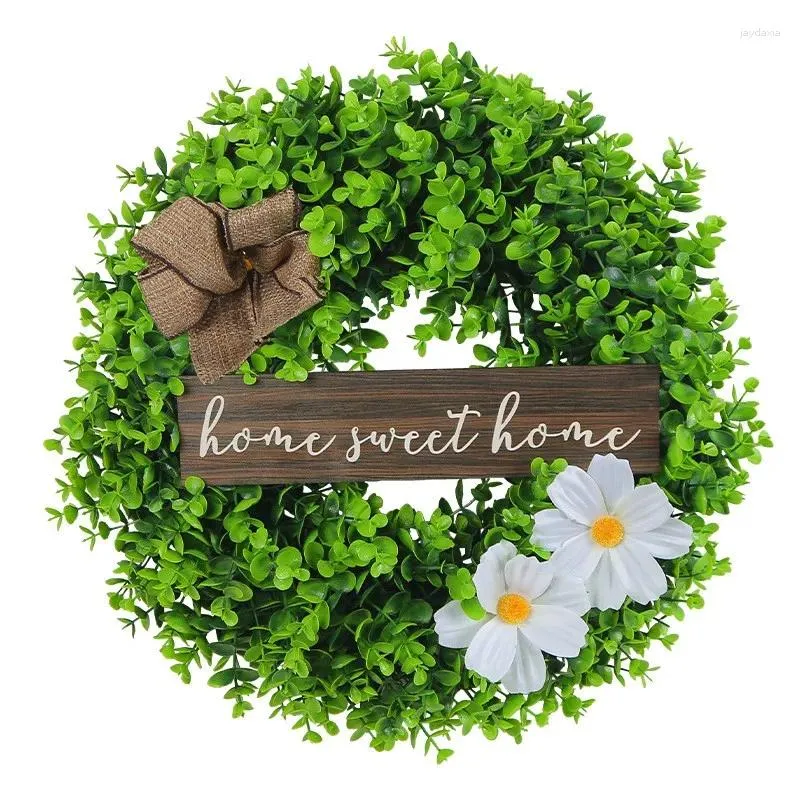 Party Decoration Green Eucalyptus Wreath With Welcome Sign Artificial Spring Summer Greenery For Front Door Wall Decor