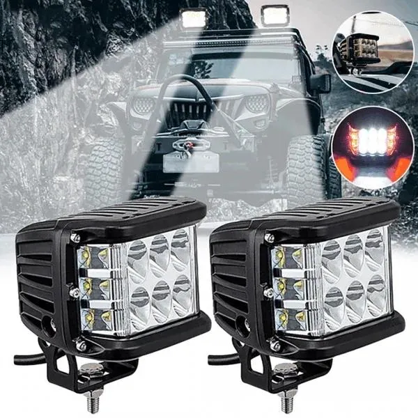 Portable Lanterns 4" LED Work Light Bar Cube Side Shooter Pod White & Amber Strobe Lamp SUV Truck High Quality Aluminum Alloy Car