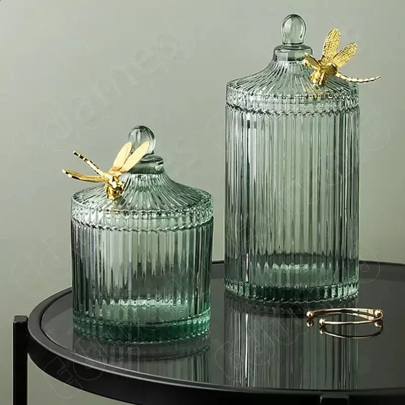 Modern Simple Glass Bottle Candy Burs burkar Dekorativ förvaringsburk smycken Box Crystal Sugar Jar European Style Stay Glass Jar 240307