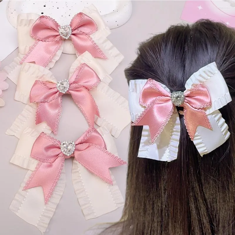 Acessórios de cabelo bonito arco clipe meninas amor coração diamante barrettes luz luxo lolita hairpin clipes