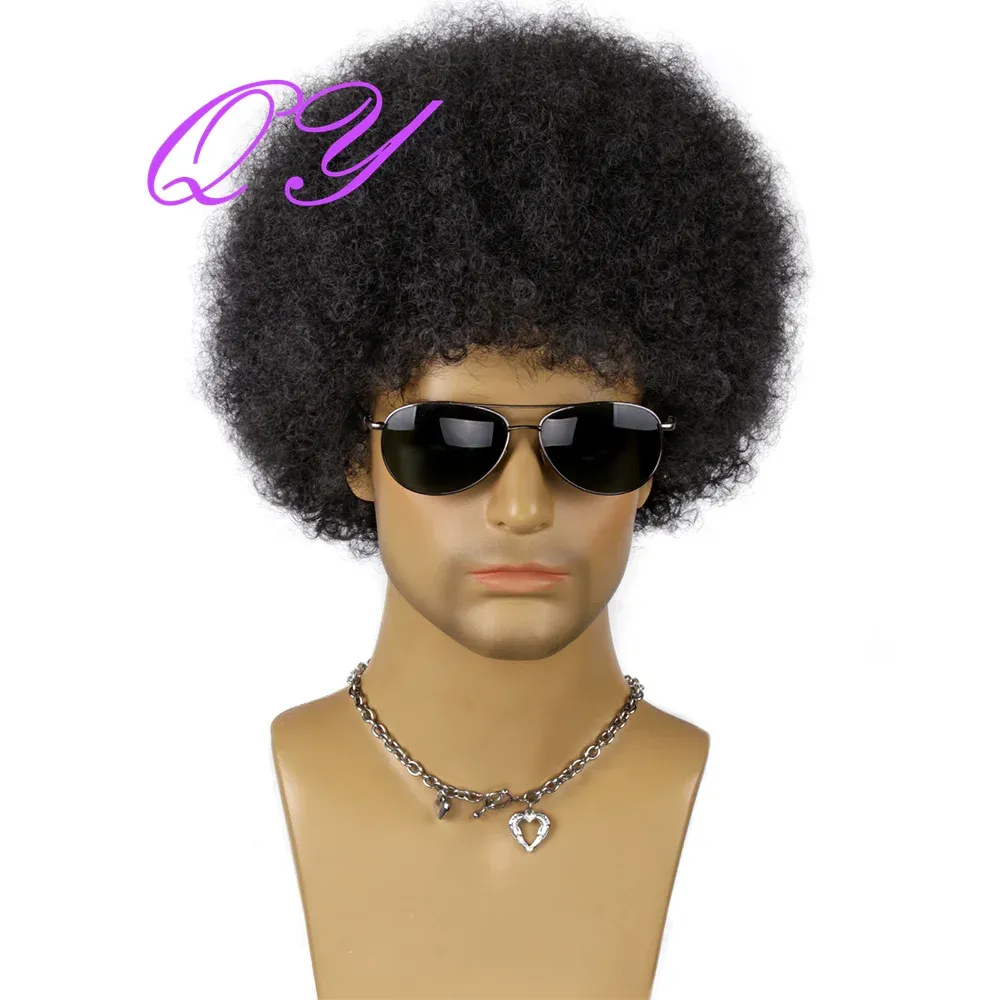 Wigs Synthetic Men's Afro Wig High Quality Short Black Big Afro Wigs For African Man Daily Or Parties Use Hair Wig