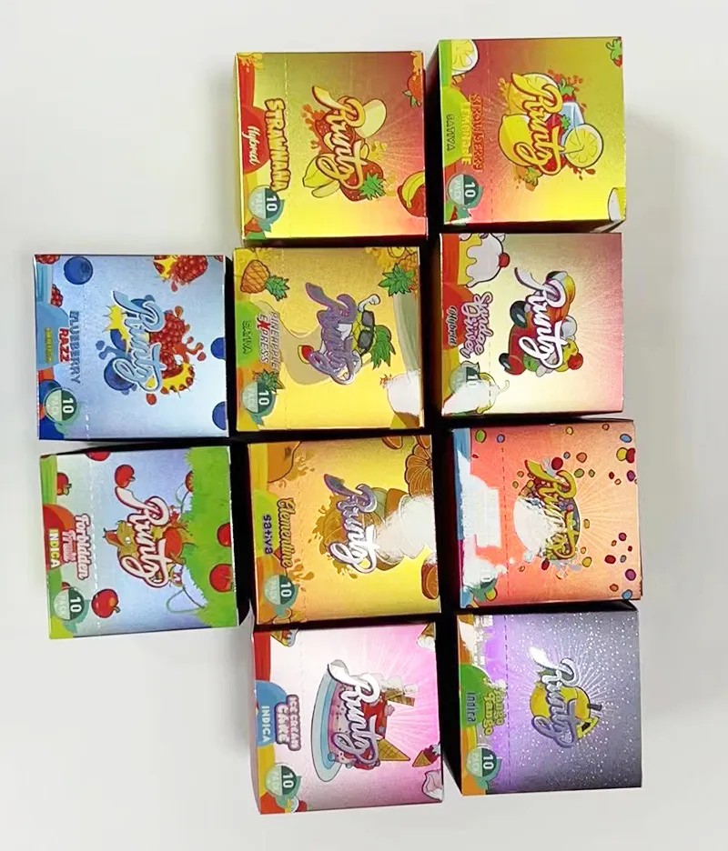 Vape-Verpackungen für wiederaufladbare 2-ml-Runtz-Einwegstifte mit 10 Geschmacksrichtungen, Verpackungspapierbox, Runty-Push-Boxen