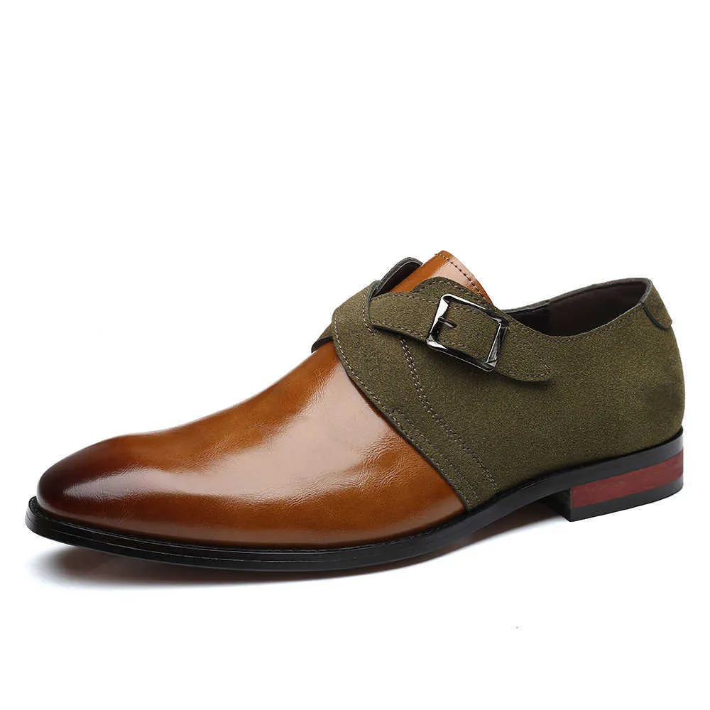 HBP غير العلامة التجارية 38-48 الحجم الكبير رجال تنفس الرجال البريطانيون رجال أحذية زلة على Oxford Monk Strap Shole Shoes Shoes Wedder