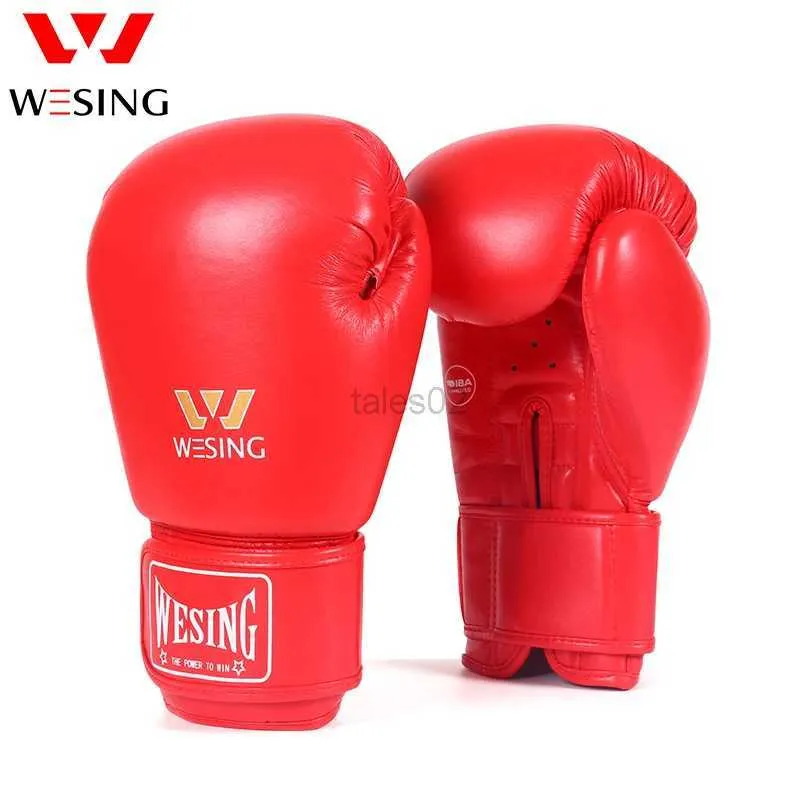 Equipamento de proteção Wesing Luvas de boxe aprovadas pela IBA para competição Luvas de boxe de microfibra Azul Vermelho 10 onças 12 onças yq240318