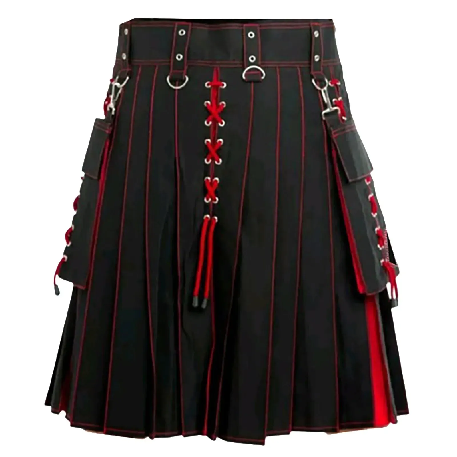 Calças homens escoceses kilt cosplay Escócia Scotland retro gótica plissada de short hip hop sashes joelho de bolso kilt tradicional nas terras altas