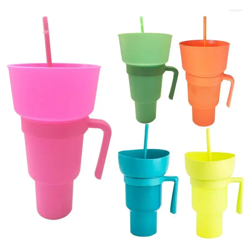 Wine Glasses Popcorn Beverage Cup Stadium Tumbler Snack With Straw Water Bottles Outdoor Carnival Party Supplies