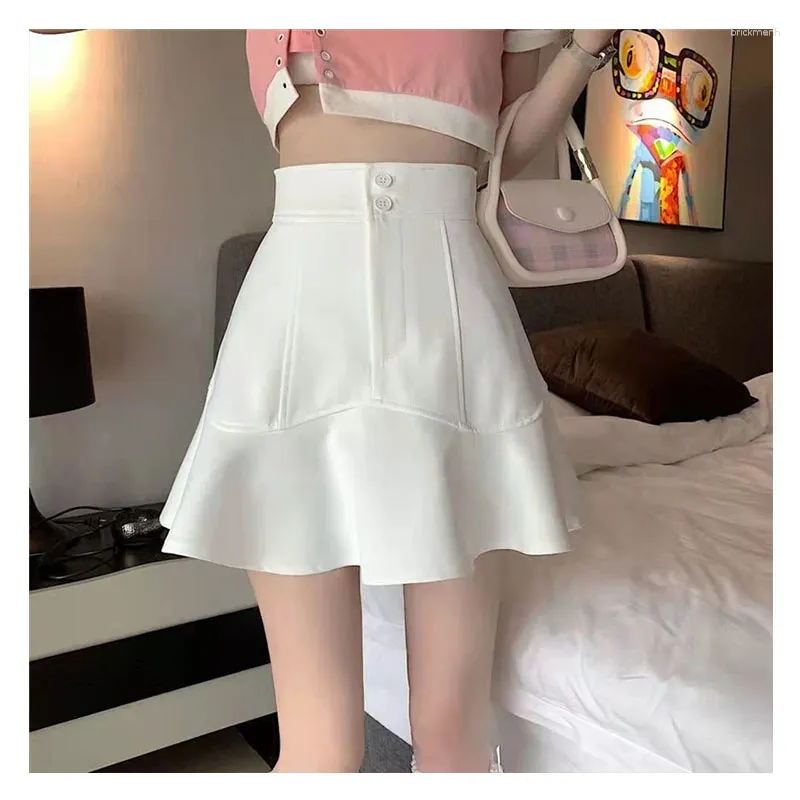 Skirts Ruffled Fishtail High Waist Skirt Woman Dress Summer 2024 White Sports For Womens Short School Uniform Girls