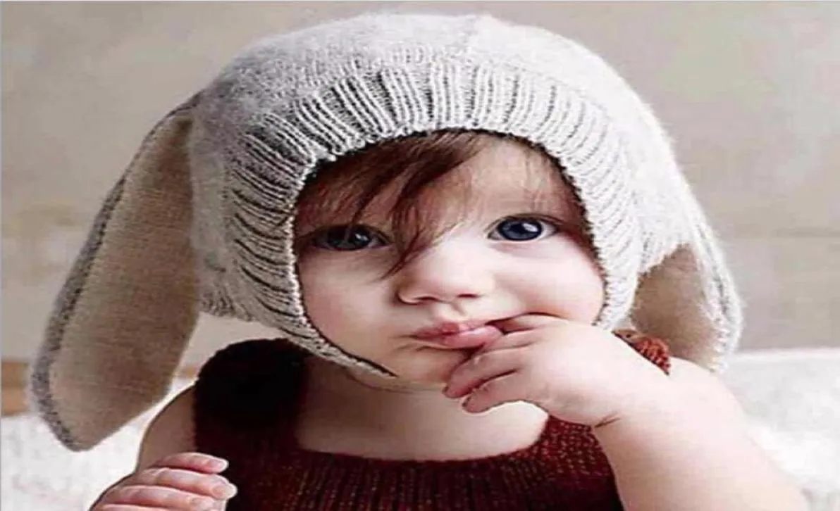 Caps Hüte Entzückende Kleinkind Kinder Mädchen Junge Baby Kleinkind Winter Warme Häkelarbeit Strickmütze Beanie Schal Niedliche Lange Ohr Kopfbedeckung23084699792877