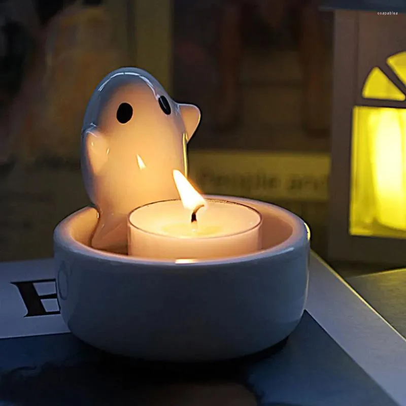 Portacandele Simpatico portafantasma Cartone animato in ceramica Divertente creativo Bello profumato Resistente al calore Artigianato Decorazione della casa