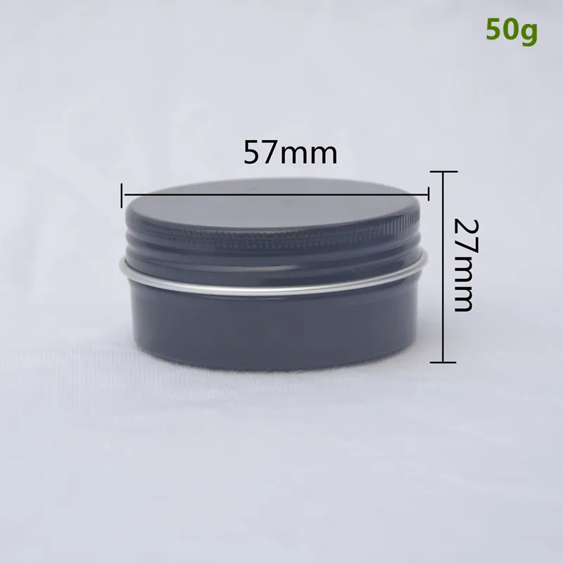 Latas de aluminio de 50 ml con tapa de tornillo de aluminio negro de 1,76 oz, contenedor de lata redondo, frascos de lata cosméticos a prueba de fugas para cosméticos, bálsamo labial