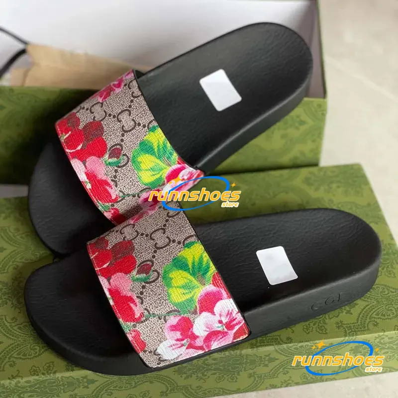 Designer Heren Sandalen Slippers Bloemen Bloemen Glijbaan Sandaal Rubberen Glijbanen Voor Kinderen Web Zomer Sandaal Strand Glijbaan Gestreepte Tijger Bee Slipper