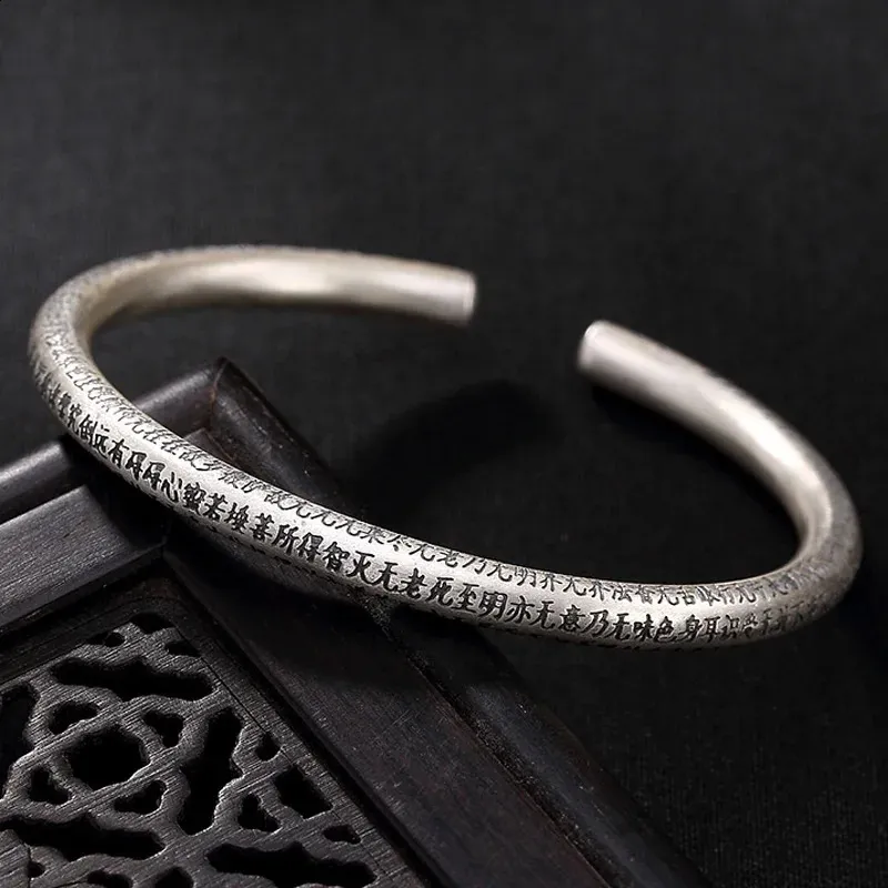 Bracelets bouddhistes Sutra en argent pur 999 pour femmes, cadeau pour mère amant, bijoux à la mode, accessoires, 240307