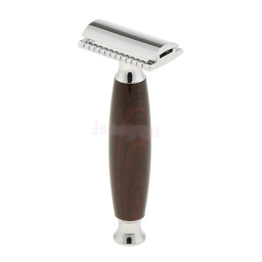 Shavers Men's Double Edge Safety Shaving Razor Alloy Classic Shaver Wooden Handle