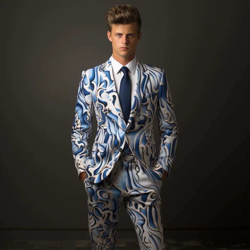 Suits 2024 Blue Flame Men's Trousers Suit Men's 3d Digital Printing Suit Cos Party Stage Nightclub Shiny Cool Performance Suit