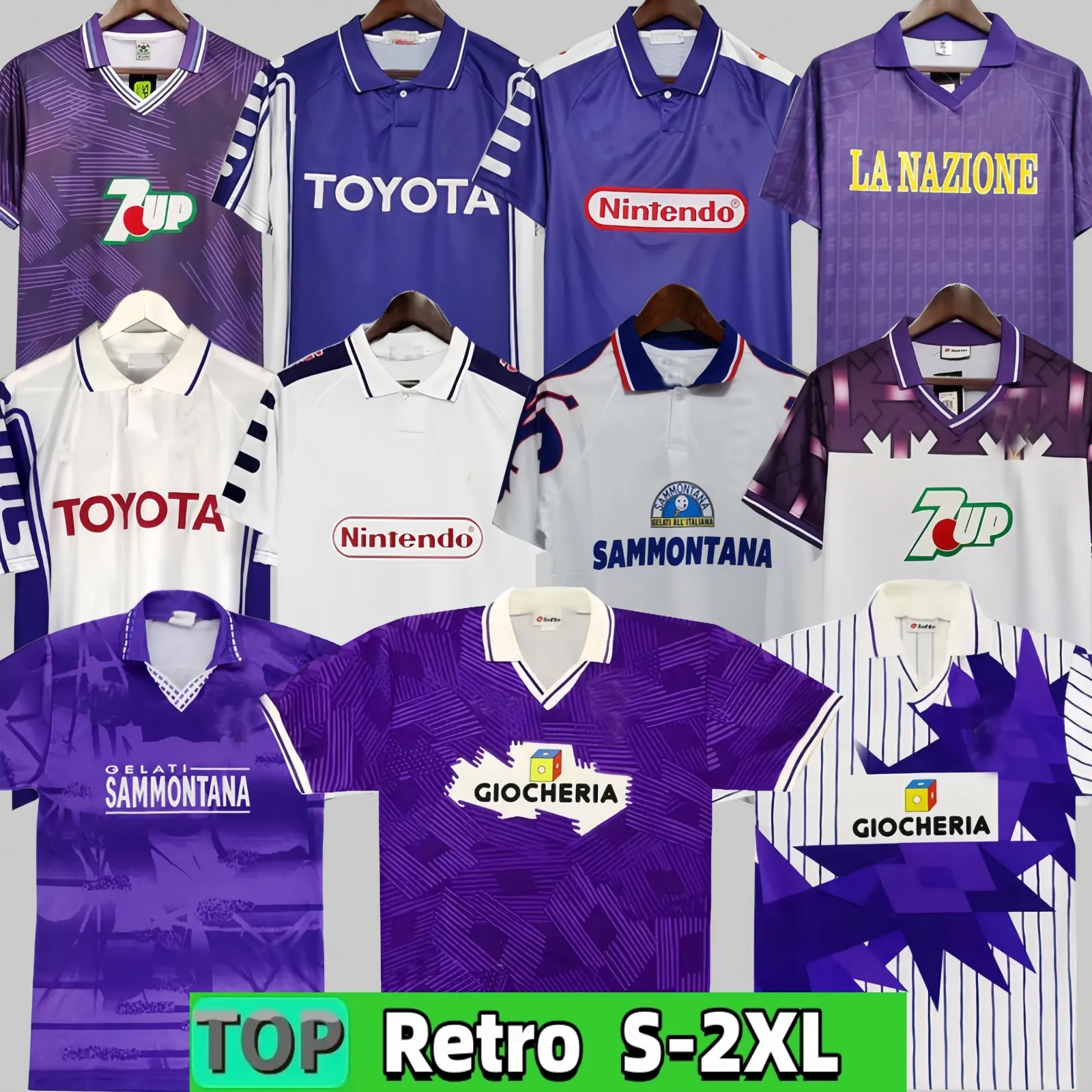 1995 1996 Maillots de football classiques rétro de la Fiorentina Sweat-shirt 1989 90 91 92 93 97 98 99 BATISTUTA R.BAGGIO DUNGA Maillot de football rétro de la Fiorentina chandal futbol