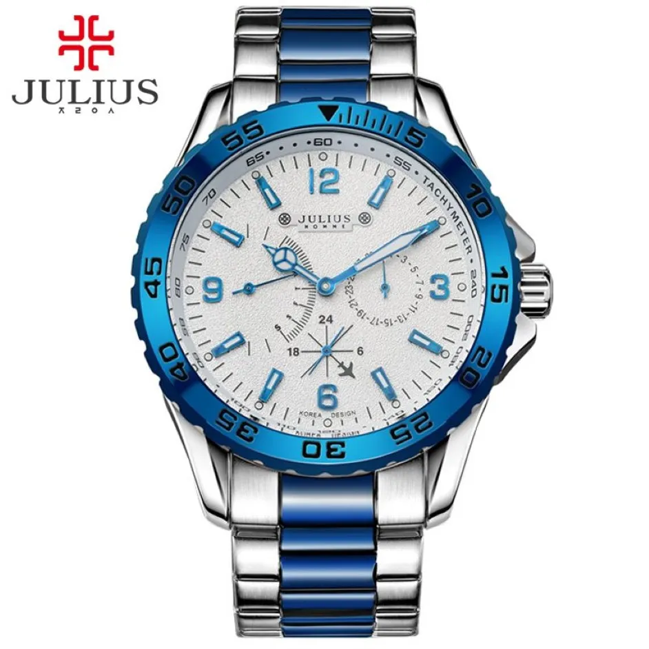 JULIUS NOUVEAU ARRIVÉ LUXURIE TOP BRONOS Chronos Small Cador Watchs Men de haute qualité Regardez de sport pour les hommes décontractés masculins JAH-095312B