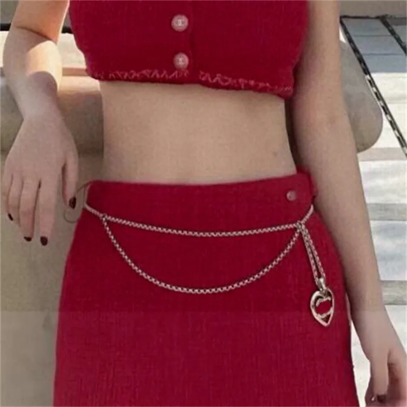 Femmes taille chaîne Designer chaîne ceinture mode ceinture en laiton coeur ceinture femme Cadena De Cintura tenue quotidienne chaîne taille ceinture marque