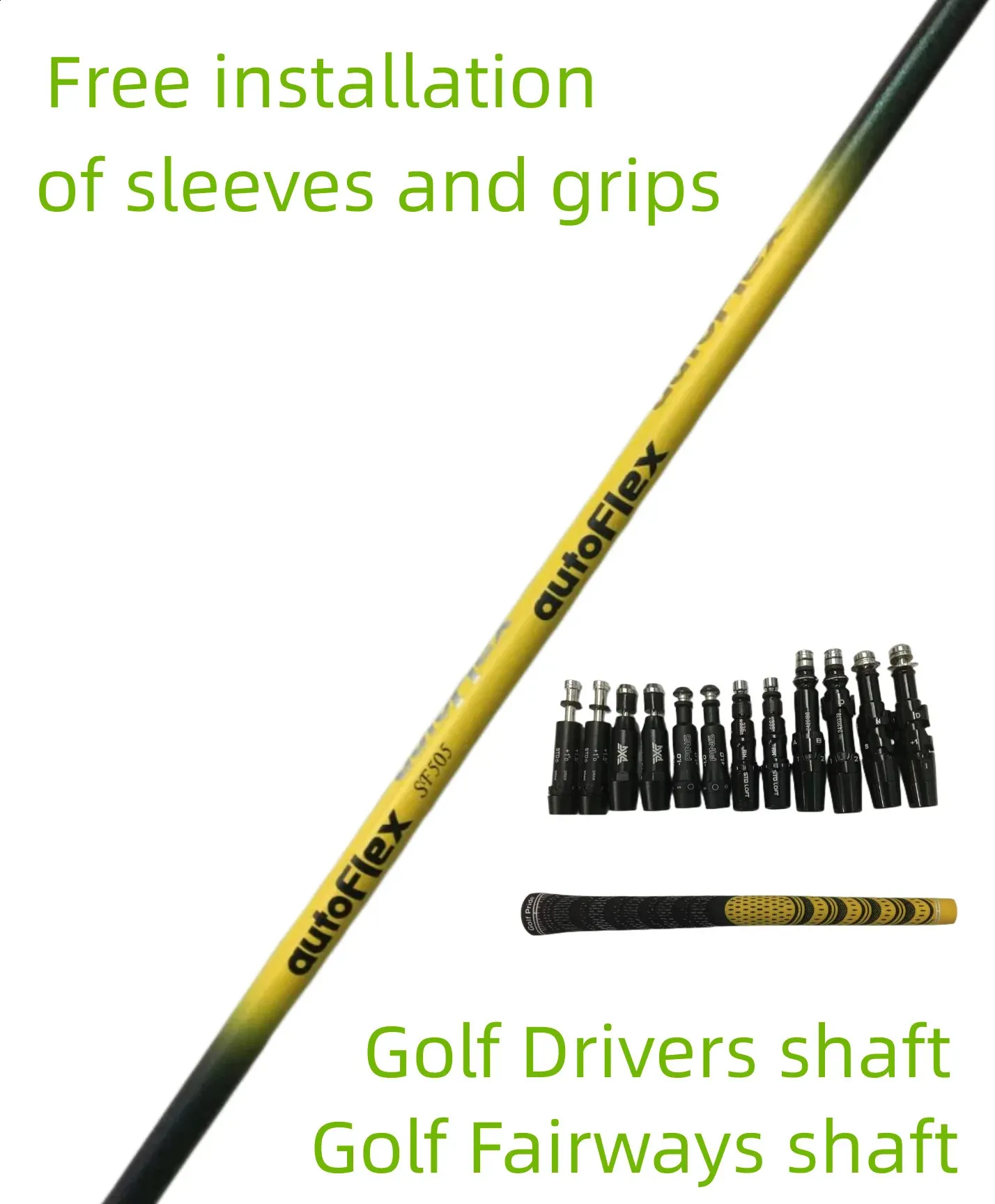 Golf Driver Fairway Wale drewniane Autofleksy żółte wały SF505/SF505X/SF505XX Flex Graphit Salk Bezprodukowania rękawa i uchwyt 240315