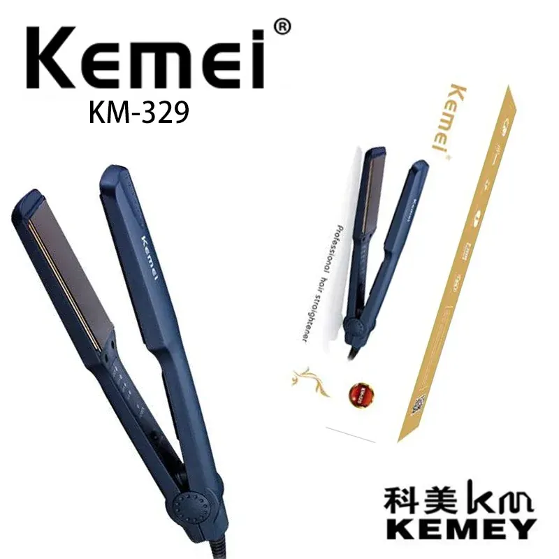 Irons Kemei KM329 ​​Elektriskt hårstrånare och curling järn högkvalitet hår järn hår raktprush planchad profesional