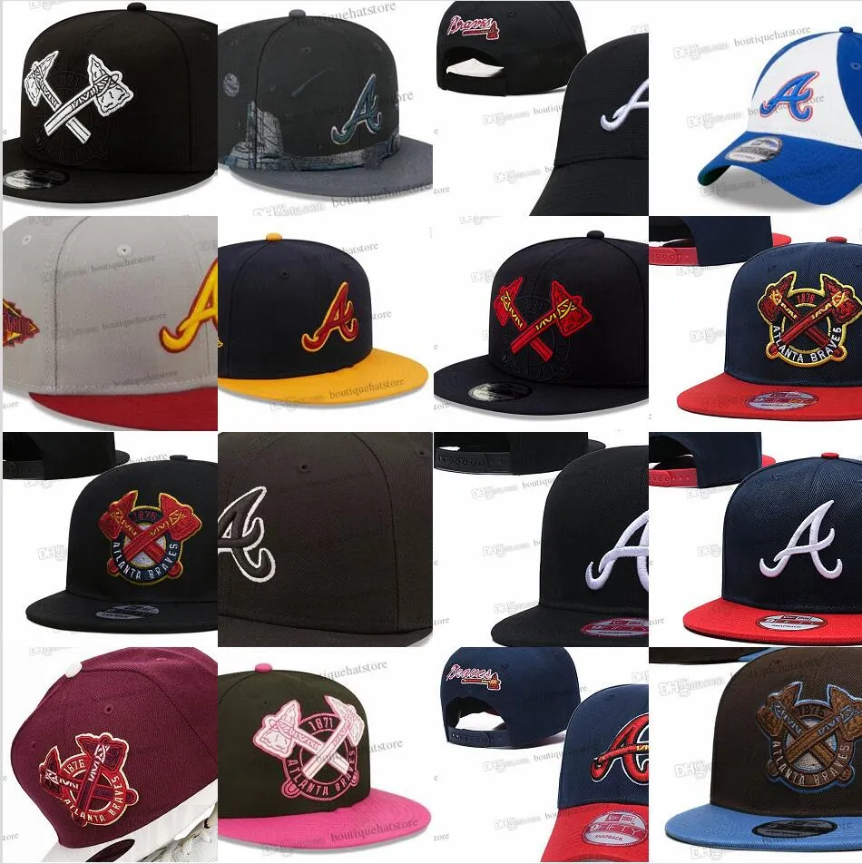 29 couleurs Hommes Baseball Snapback Chapeaux Toutes les équipes Fleurs Noir Bleu Marine Hip Hop Atlanta Sport Lettre A Casquettes réglables Chapeau Stitch 2024 Au2-09