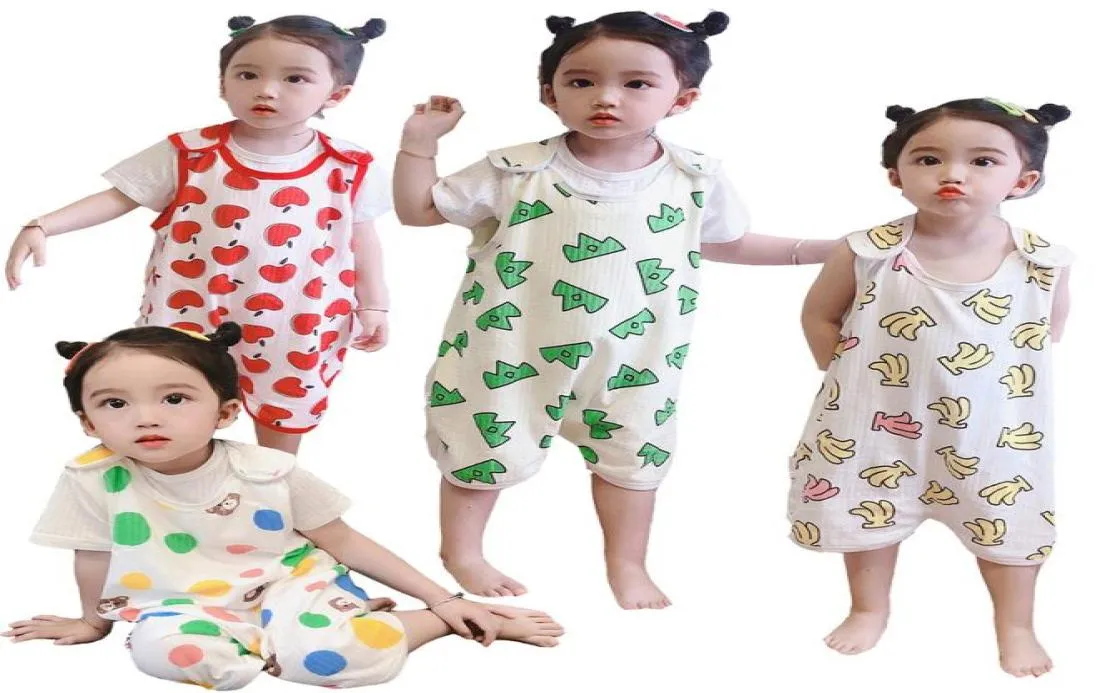 Criança Onesie Pijama Bebê Menina Sem Mangas Algodão Pijamas Criança Menino 16T Verão Noite Quente Abdômen Homewear Crianças Macacões 22054473541