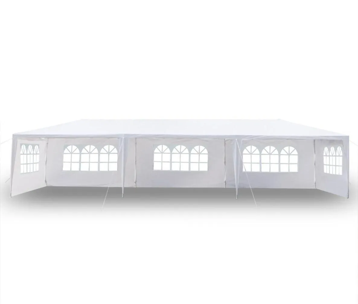 10x30Ft 8 côtés 2 portes auvent extérieur tente de mariage blanc 3x9m pavillon de tonnelle avec tubes en spirale article auvent extérieur Par5952872