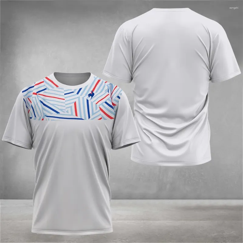 Erkek Tişörtleri Renkli Düzensiz Desen T-Shirt Badminton Tenis Hızlı Kuru Çalışma Kısa Kol Nefes Bitebilir Kulüp