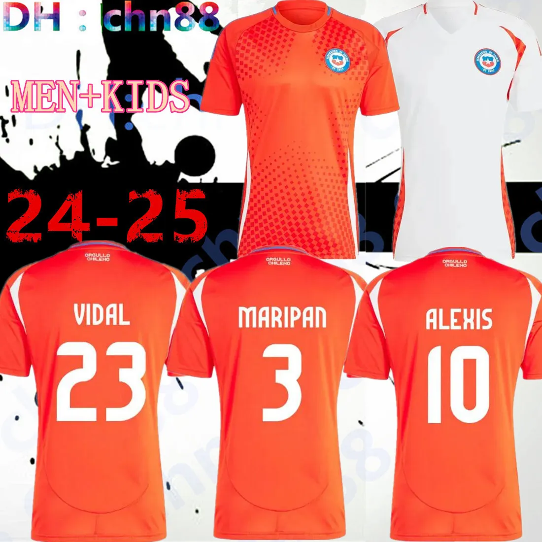 Chile 24/25 Soccer Courseys Alexis Vidal Kids Kit 2025 National Element Football Shirt Home Red Away White مجموعة كاملة من الرجال Camiseta 2024 Copa America Zamorano Isla ch. أرجوايز