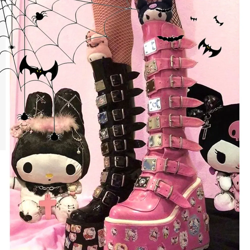 Buty Brand Dropship plus size czarne gotyckie wampiry Halloween cosplay punk platforma street w klinu wysokie obcasy buty dla kobiet buty