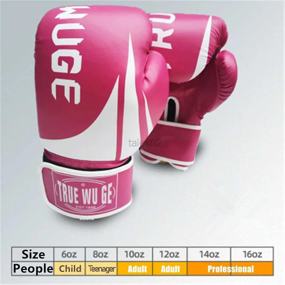 Équipement de protection 10-16oz Gants de boxe pour hommes femmes PU cuir Muay Thai Taekwondo combat gratuit MMA formation adultes enfants équipement de pratique yq240318