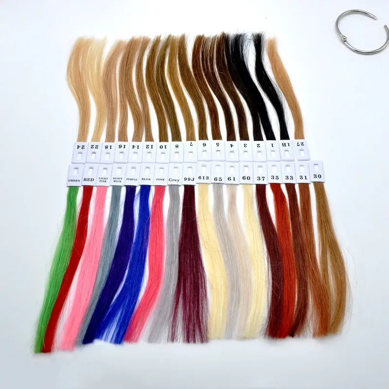 Anelli 32 colori disponibili Cartella colori per capelli umani Remy reali al 100% per estensioni dei capelli