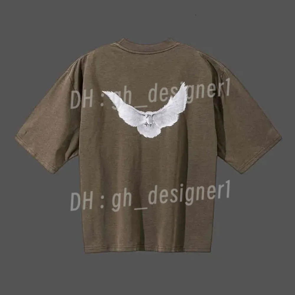 Gaps T-shirts 2024 Chemise pour hommes Designer Kanyes Classic Wests Tees Trois Parties Joint Peace Dove Imprimé Lavage Eau Manches Courtes High Street Chemises 18