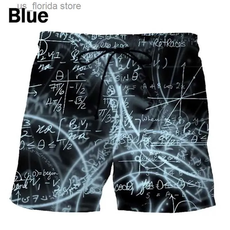 Men's Shorts Fashion Mathematical Formula Beach Shorts For Men 3D Printing Summer Casual Surfing Board Shorts Beachwear Mens Swim Trunks Y240320