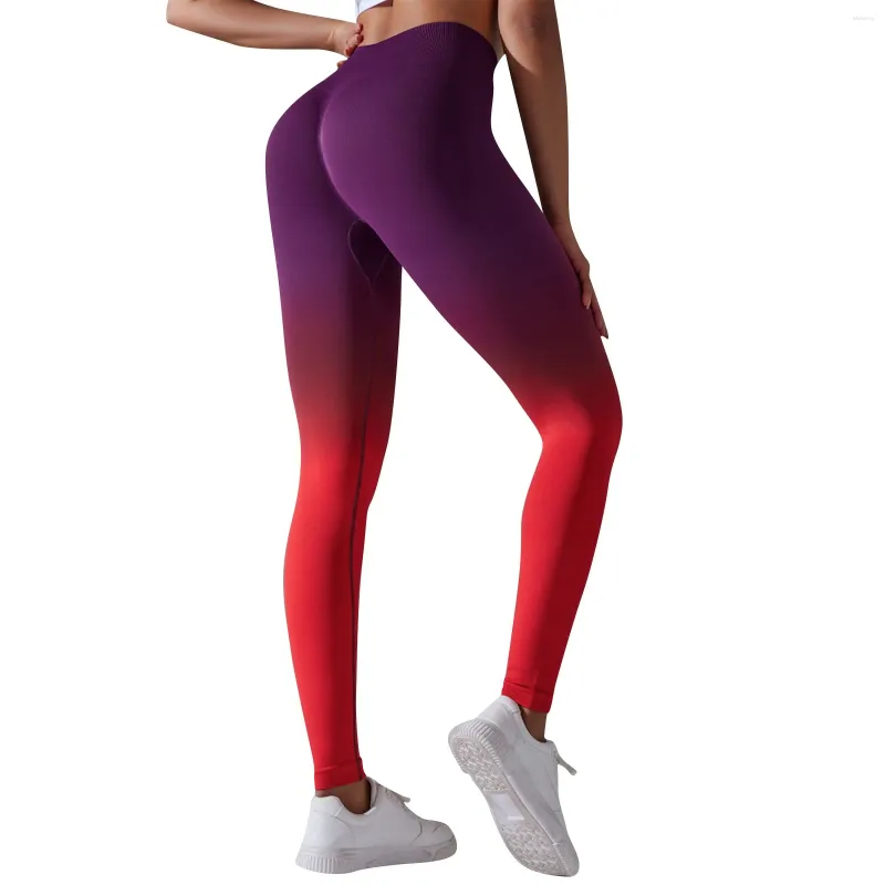 Pantalons pour femmes Leggings de yoga dégradé sans couture sport taille haute levage des hanches contrôle du ventre collants de gymnastique entraînement Fitness pantalon élastique