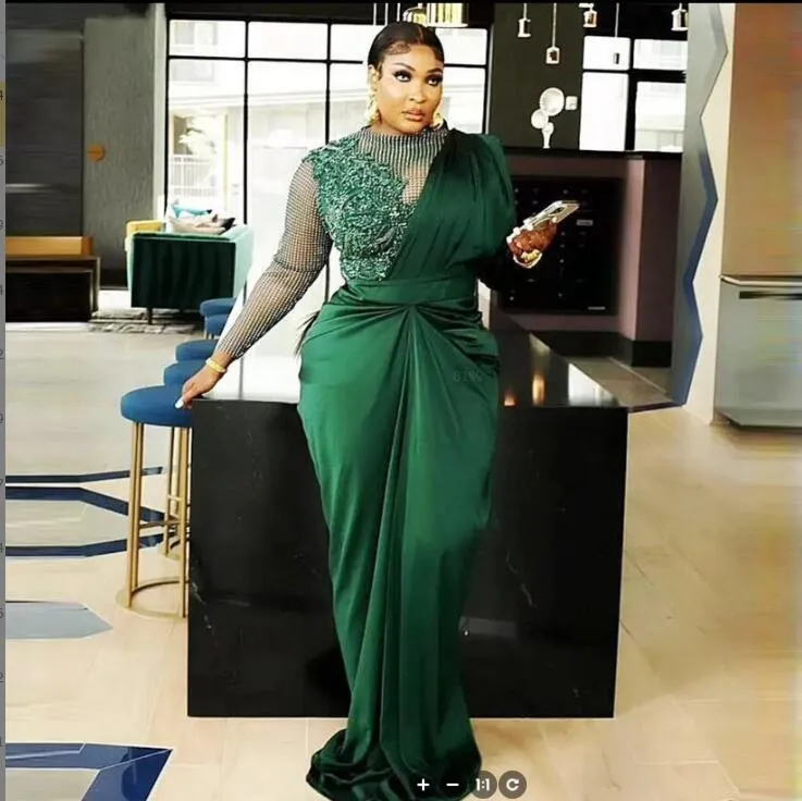 2024 ASO EBI GREEN SHEATH PROM DRESS LACE BEAD EVING PARTER PARTER 2 차 리셉션 50 번째 생일 약혼 가운 드레스 Robe de Soiree ZJ184