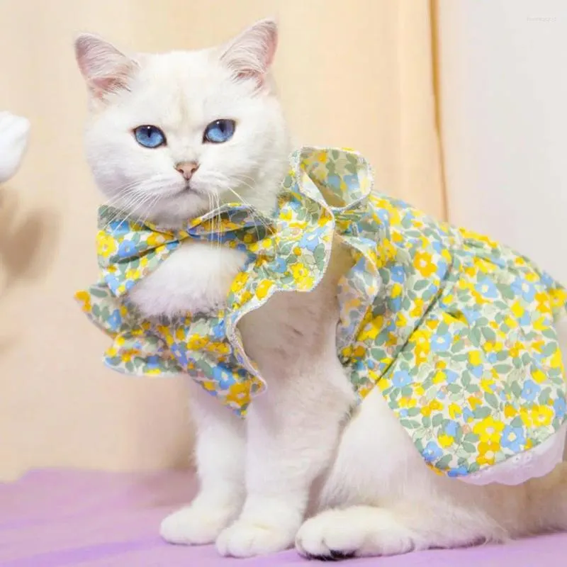 Costumi per gatti Maniche per animali domestici Abito con stampa floreale Abito stile principessa con gonna abbinata per cani