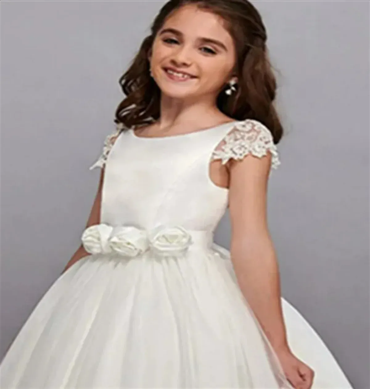 Tiul tiulowy kalkomanowa sukienka Flower Girl Dress Wedding Eleganckie dziecko Pierwsza księżniczka Eucharist przyjęcie urodzinowe 240401