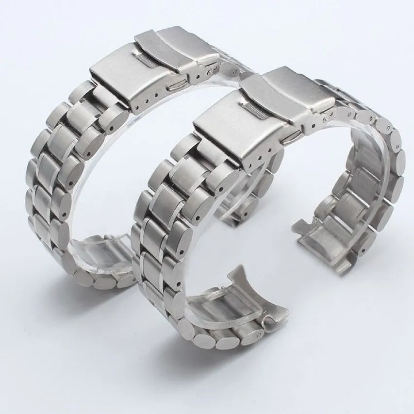 Silver Stainless Steel Watchbands Bracelet 18mm 20mm 22mm Solid Metal Watch Band Men Strap Accessories300k