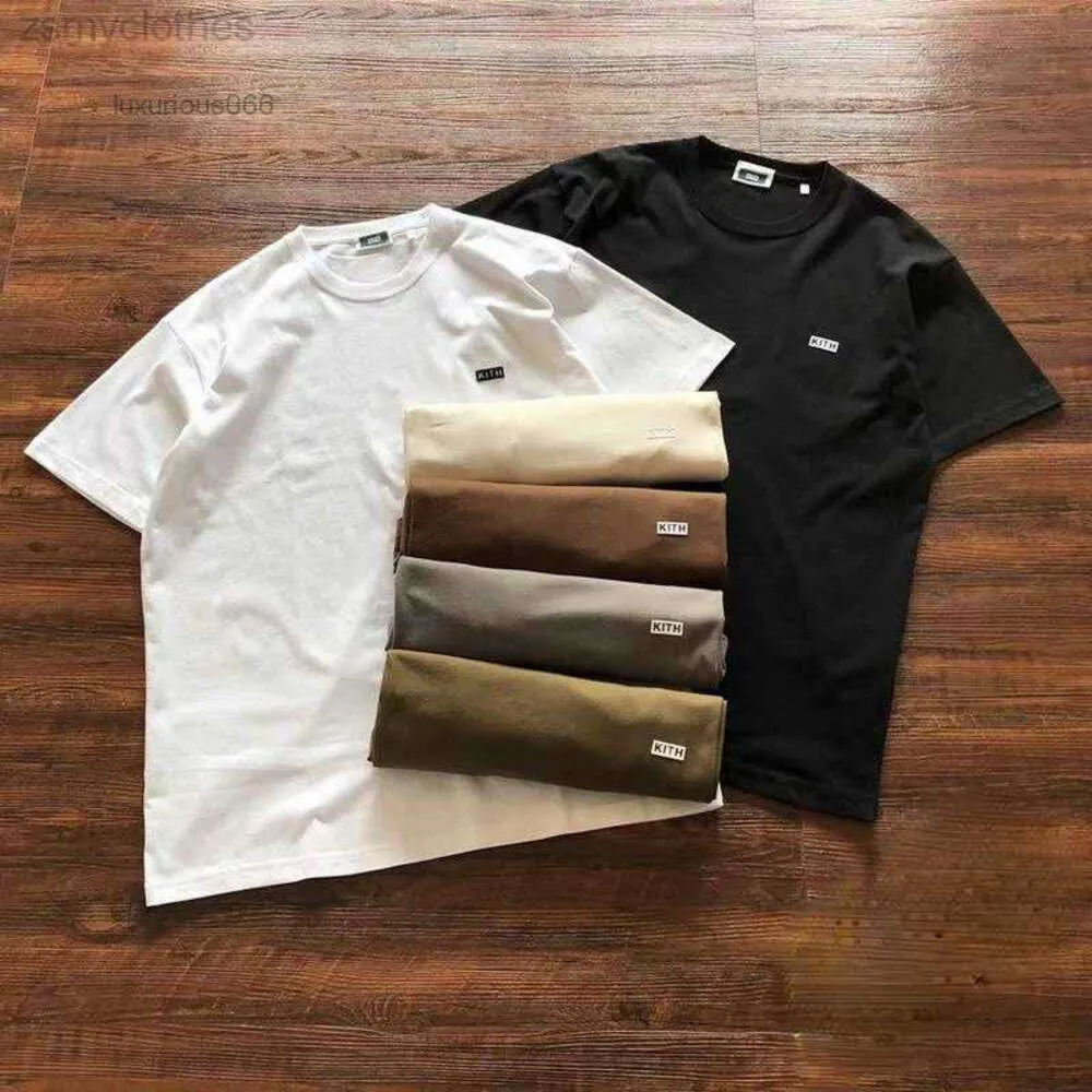 Camisetas para hombre de buena calidad 2024ss Kith Flocked Box, camiseta de moda para hombres, ropa de calle limitada para mujeres, camiseta