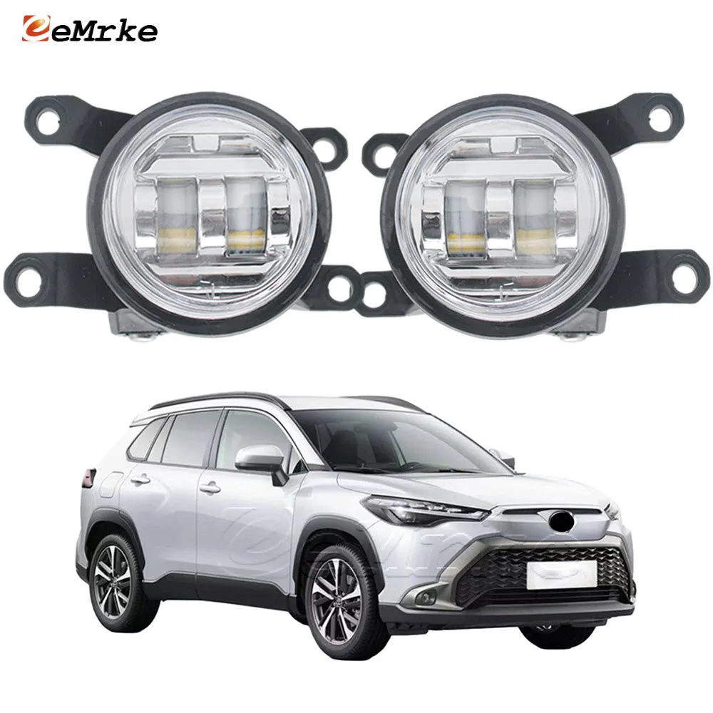 EEMRKE Gruppo fendinebbia a LED per auto per Toyota Corolla Cross XG10 Z X G S 2020-2023 Corolla Cross Hybrid Giappone Fendinebbia anteriore con lente Guida DRL 30W 12V Bianco o Giallo