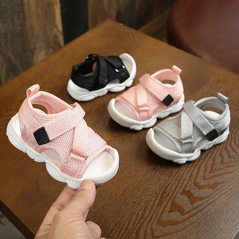 Baby Boy Sandalen Zwart Grijs Roze Canvas Baby Meisje Peuter Zomer Wandelschoenen Geboren Sneaker Strand D04143 240313